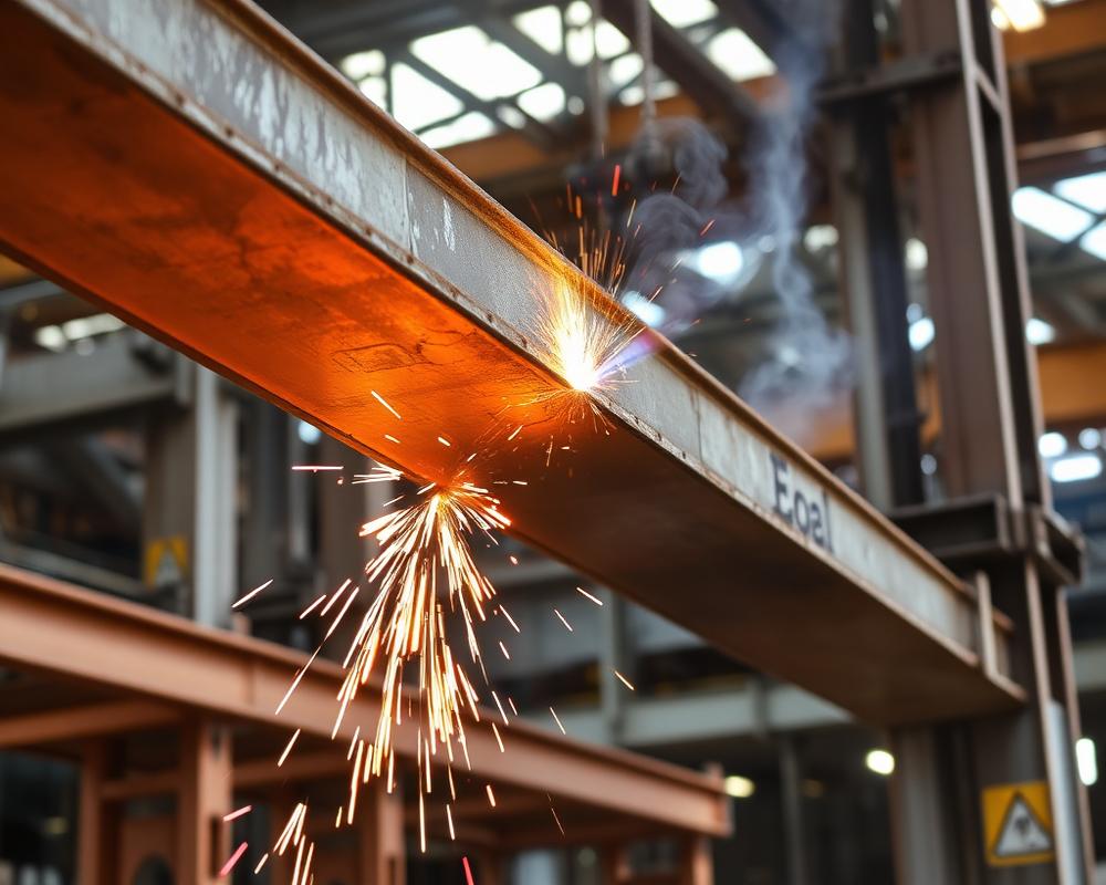 Beam Welding Industrial MIG welding of a structural steel beam in St. Kitts