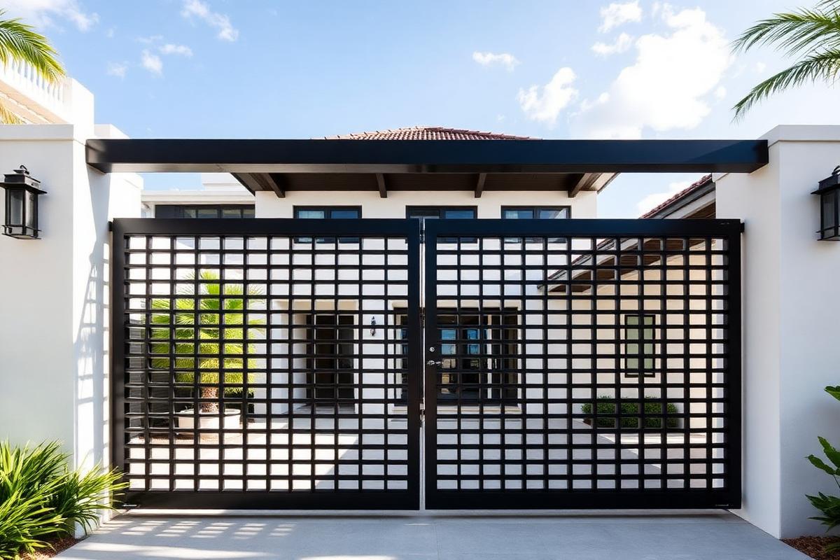 Custom Estate Gate Custom welded steel estate gate installed in Frigate Bay, St. Kitts
