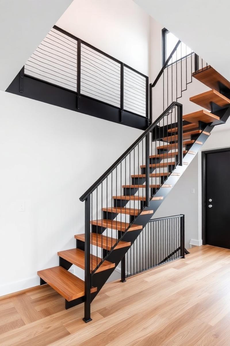 Floating Staircase Floating steel staircase fabricated and installed in Basseterre, St. Kitts
